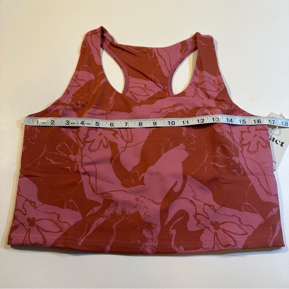 LAST ONE! NWT Pact Sz L Marbled Floral Rosebud Organic Cotton Racerback Crop Top - Picture 3 of 8